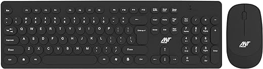 Ant Value FKBRI05 Wireless Keyboard Mouse Combo - 2.4Ghz Aesthetic Quiet Keyboard and Mouse Wireless - 110 Keys Full Size Ultra-Thin Keyboard for Laptop, Computer, PC, Notebook, Windows, Mac OS -Black