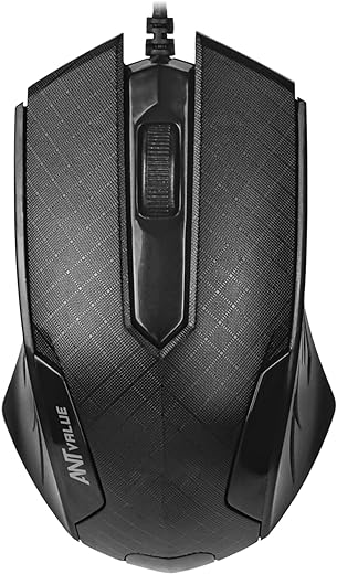 Ant Value OM100 Wired Optical Mouse, 1200 DPI 3 Button Corded Computer Mouse,Gaming Mouse Office Home Optical Ergonomic Mouse Plug in Mouse Compatible with MacBook PC Laptop - Black