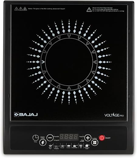 Bajaj Splendid 120TS 1200 Watts Induction Cooktop With Tact Switch | Stove Comes With 7 Pre-Set Menus | Digital Led Display | 1 Year Warranty | Black & White