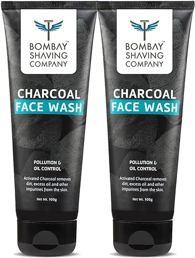 Bombay Shaving Company Charcoal Face Wash for Men | Anti Pollution and Brightening | Oil Control Face Wash For Men - 2 x 100g