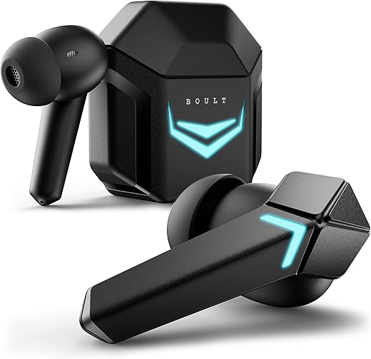 Boult Audio AMMO True Wireless in Ear Earbuds with 40ms Lowest Latency, 40H Playtime, ENC Mic, 13mm Bass Drivers, Interactive LED, Type-C Fast Charging (10Min=150min) Bluetooth Ear Buds