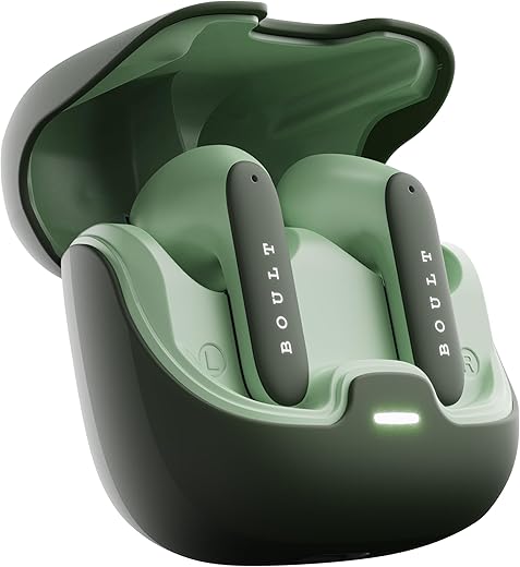 Boult Audio Z40 Pro with 100H Playtime, Quad Mic ENC, 45ms Low Latency Gaming, Premium Rubber Grip Case, 13mm Bass Drivers, Made in India TWS Bluetooth 5.3 Truly Wireless in Ear Earbuds (Jungle)