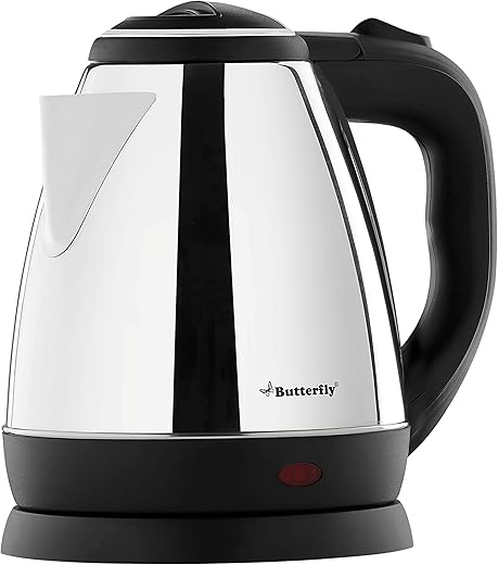 Butterfly EKN 1.5-Litre Electric Kettle (Silver with Black) |Stainless Steel| 1500 watts