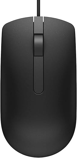 Dell MS116 Wired Optical Mouse, 1000DPI, LED Tracking, Scrolling Wheel, Plug and Play