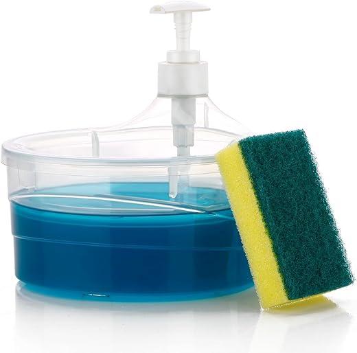 Double Layer 2-in-1 Kitchen Liquid Soap Dispenser, Dishwash Liquid Pump, Soap Sponge Holder with Free Sponge