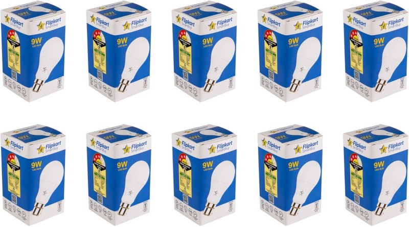 Flipkart SmartBuy 9 W Round B22 LED Bulb(White, Pack of 10)