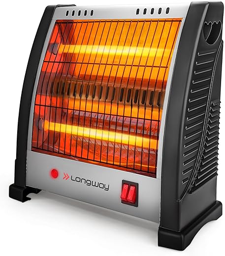 Longway Blaze 2 Rod 800 Watt Halogen Room Heater With ISI Approved (White & Gray)