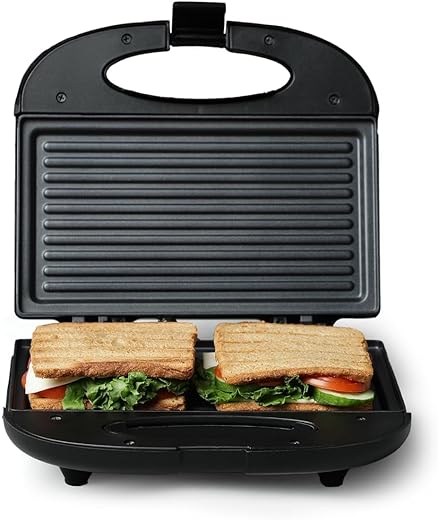 MILTON Express 800 Watt Grill Sandwich Maker | Electric Toaster Griller Sandwich Maker | Non Stick Coating Grill Plates | Power Indicators | 1 Year Warranty | Black