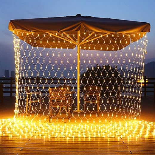 MIRADH Led Net Mesh String Lights - diwali lights for decoration for home diwali lights for home decoration led lights ganpati decoration items for home 5ft x 5ft 120 LEDs (8 mode Warm-White)