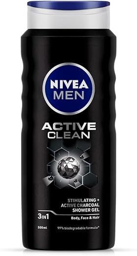 NIVEA MEN Active Clean Shower Gel,500 ml (Pack of 1)