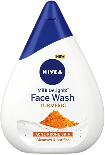 NIVEA Milk Delights Turmeric Face Wash 100ml | With Milk and Turmeric| Reduces 99.9% Pimple Causing Bacteria | Best Suited pH for Skin | All Skin Types