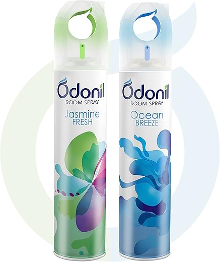 Odonil Room Air Freshener Spray - 440ml Combo (Pack of 2, 220ml each) | Jasmine Fresh & Ocean Breeze | Nature Inspired Fragrance for Home & Office | Long Lasting Fragrance