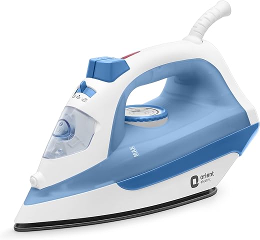 Orient Electric FabriFeel | 1600W Steam iron (Press) | Non-stick Weilburger coating| 360-degree swivel cord| U-shaped heating element| Vertical & Horizontal Ironing| |ISI certified | 2-year warranty