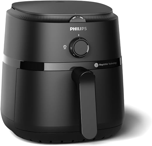 PHILIPS Air Fryer NA120/00, uses up to 90% less fat, 1500W, 4.2 Liter, with Rapid Air Technology (Black), Large