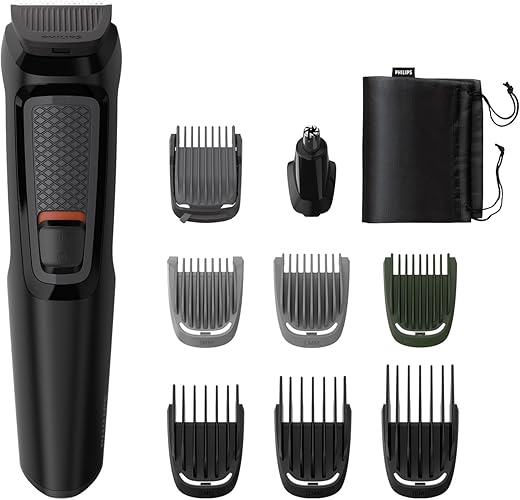 Philips All-in-One Trimmer for Men 9-in-1 Face, Nose and Body I Effortless Grooming at Home I Self Sharpening Stainless Steel Blades I No Oil Needed I 3 year warranty I 60 min runtime I MG3710/65