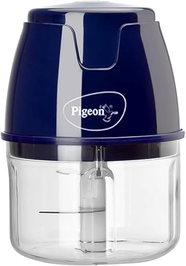 Pigeon Zoom Electric Chopper 250 ml, Portable with 3 Stainless Steel blades for Effortlessly Chopping Vegetables and Fruits - Blue