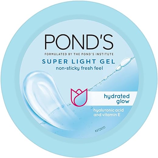 POND'S Super Light Gel, Oil-free Moisturizer, 100ml for Hydrated, Glowing Skin, with Hyaluronic Acid & Vitamin E, 24Hr Hydration, Non-Sticky, Spreads Easily & Instantly Absorbs