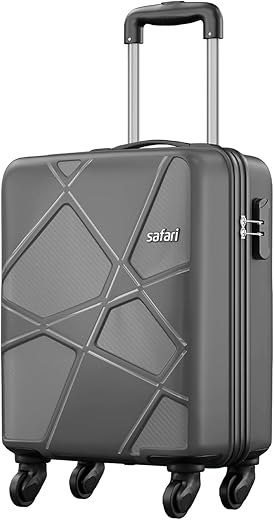 Safari Pentagon Hardside Small Size Cabin Luggage Suitcase Trolley Bags for Travel Dark Grey Color 55cm