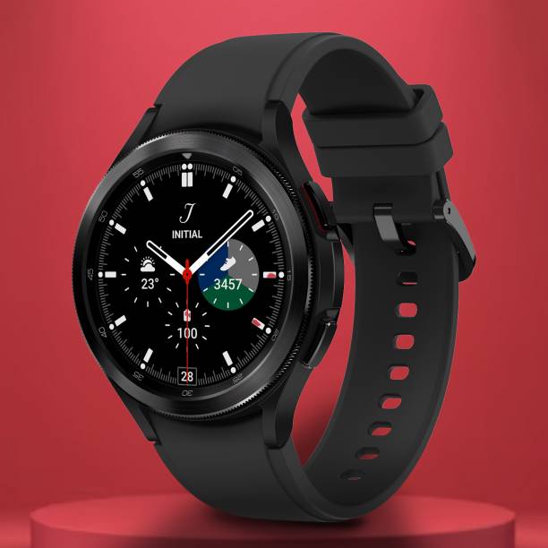 SAMSUNG Watch 4 Classic LTE 46mm Super AMOLED LTE Calling with Body Composition Tracking  (Black Strap, Free Size)