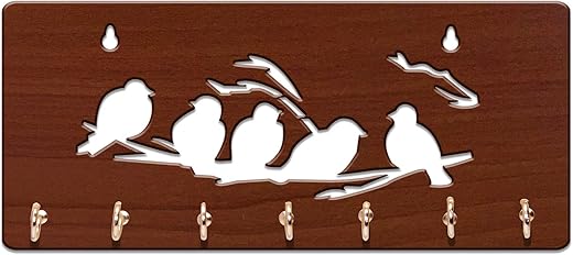 Sehaz Artworks Key Chain Holders for wall | Key holder for home | Wall stylish key stand | Key Hanger (7 Hooks, 5 Birds)