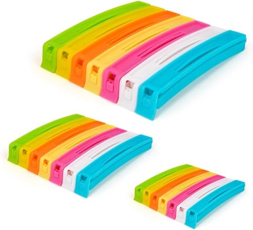 Tosaa Food Snack Bag Pouch Clip Sealer for Keeping Food Fresh for Home, Kitchen, Camping Snack Seal Sealing Bag Clips (Multi-Color) (Pack of 21)
