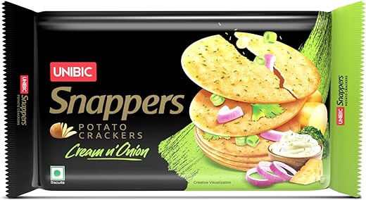 UNIBIC FOODS Snappers Potato Crackers - Cream & Onion - 300 gms