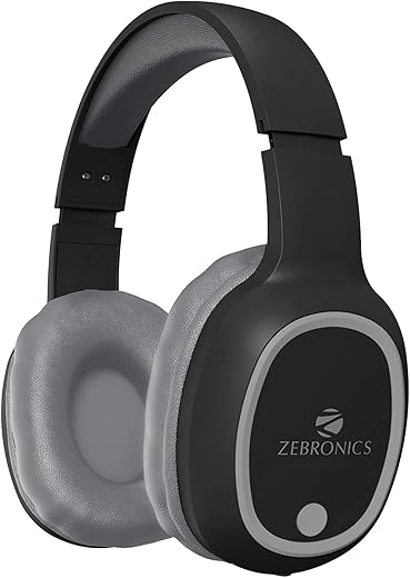 ZEBRONICS THUNDER Bluetooth 5.3 Wireless Headphones with 60H Backup, Gaming Mode, Dual Pairing, ENC, AUX, Micro SD, Voice assistant, Comfortable Earcups, Call Function(Black)