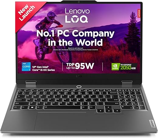 Lenovo LOQ 2024 12th Gen Intel Core i5-12450HX 15.6" (39.6cm) 144Hz 300Nits FHD Gaming Laptop (24GB/512GB SSD/Win 11), 83GS00CKIN