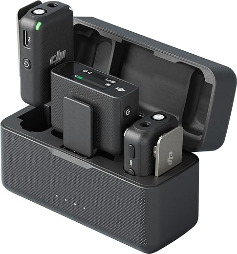 DJI Mic - Wireless Microphone System for Smartphones, Cameras, Laptops, Compact and Portable Wireless Mic Lavalier with Dual-Channel Recording, 250 Meter Transmission Range, 15-Hour Battery Life