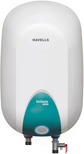 Havells Instanio Prime 25 Litre Storage Water Heater | Color Changing LED Ring Indicator, Feroglas Coated Tank | Warra: 5 Year on Tank, Protective Anode Rod, Heavy Duty Heating Element | (White Blue)