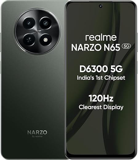 realme NARZO N65 5G (Deep Green 6GB RAM, 128GB Storage) India's 1st D6300 5G Chipset | Ultra Slim Design | 120Hz Eye Comfort Display | 50MP AI Camera| Charger in The Box