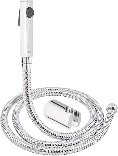 BonKaso HF-1045 ABS Plastic 360 Degree Swing Health Faucet with 1 Mtr Stainless Steel Flexible Hose Tube for Toilet, Chrome Finish - Jet Spray for Toilet (Pack of 1)