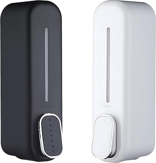 EVGREF Plastic By Evergreen Heavy Duty Wall Mount Liquid Soap Dispenser 350 Ml (Pack Of Black And White)