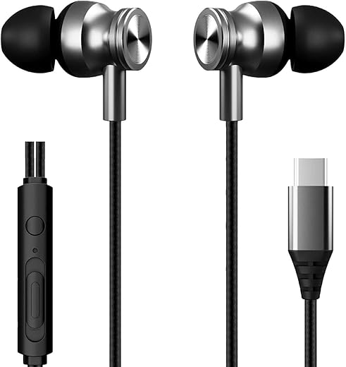 Kratos Thump Plus Type C Earphone, 13mm Bass Drivers, Inline Control, IPX5 Water Resistant, Comfort Fit C Type Earphones with Volume Control, Metallic