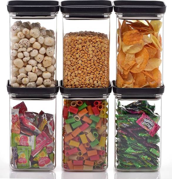 SARAZA Plastic Grocery Container - 1100 ml  (Black)