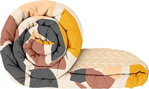 Story@Home Comforter Single Bed | Microfiber Blanket Single bed | 180GSM | 150X 225cm | AC Comforter Single Bed | Cream blanket | Abstract Pattern | Quilt | Duvet | Dohar | Perfect for Festive Gifting