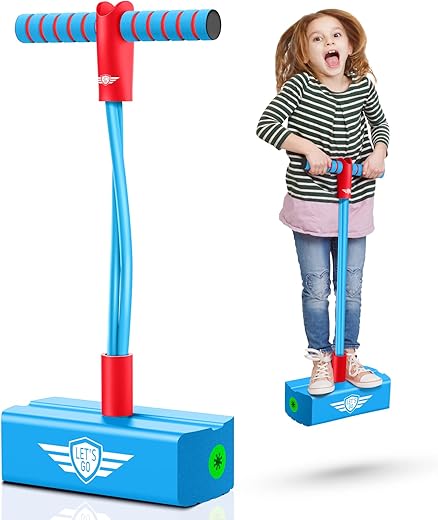 Toys for 3-12 Year Old Boys Girls, Foam Pogo Jumper for Kids Gifts for 3-12 Year Old Boys Girls Pogo Stick Toys for Boys Age 3-12 Autism Toys Christmas Birthday Gifts Stocking Stuffers（Sky Blue）