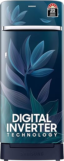 Samsung 215 L, 5 Star, Digital Inverter, Direct-Cool Single Door Refrigerator (RR23D2H359U/HL, Paradise Bloom Blue, Base Stand Drawer, 2024 Model)