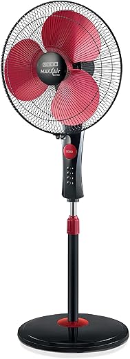 USHA Maxx Air Ultra Pedestal Fan | 400MM Sweep Size | 1350 RPM | Aerodynamic Blade Design for High Air Delivery | Anti - Rust Protection | 100% Copper Motor | Maroon