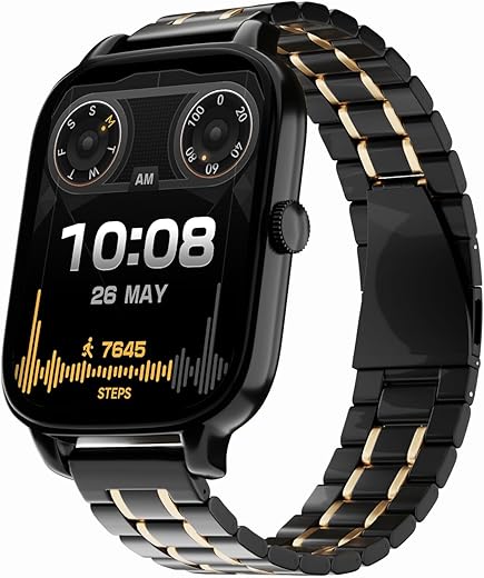 Vibez Majestic Luxury Smartwatch for Women & Men - Stainless Steel Strap, 1.83" Display, High Resolution, 60 Sports Modes,100+ Watch Faces, Long Battery & BT Calling Smart Watch for Women & Men