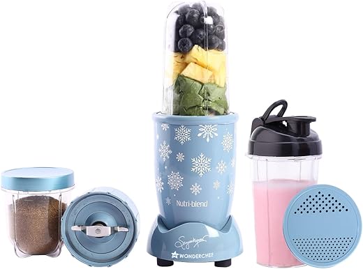 Wonderchef Nutri-blend Snowflakes | 22000 RPM | 100% Full Copper Motor | 2 Unbreakable Jars | Sipper Jar & Lid | Sharp Stainless-Steel Blades | 500W | 2-Year Warranty