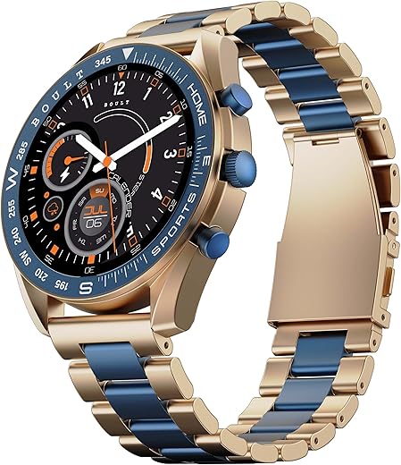 Boult Mirage Smart Watch 1.39''HD Screen, Bluetooth Calling, IP67, Zinc Alloy Frame, 500 Nits Brightness, AI Voice Assistant, SpO2 Monitoring, 120+ Sports Mode (Amber Blue)