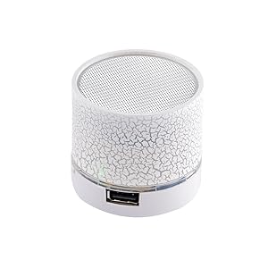 Buddy Jack Series Mini Bluetooth Speaker With USB Port / Memory card Slot with Disco Lights Awesome Effects-MM-021-BT-WHITE
