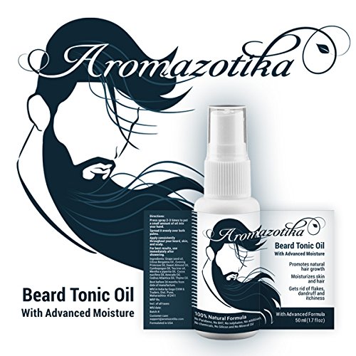 Men's Beard & Hair Growth Tonic Oil with Advanced Moisturizer(50ML)100% Pure & Natural - By Aromazotika. FAST HAIR GROWTH TONIC.