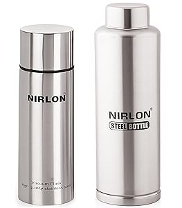 Nirlon Stainless Steel Flask and Freezer Bottle Set, 2-Pieces, Silver (VF500_FB_650)