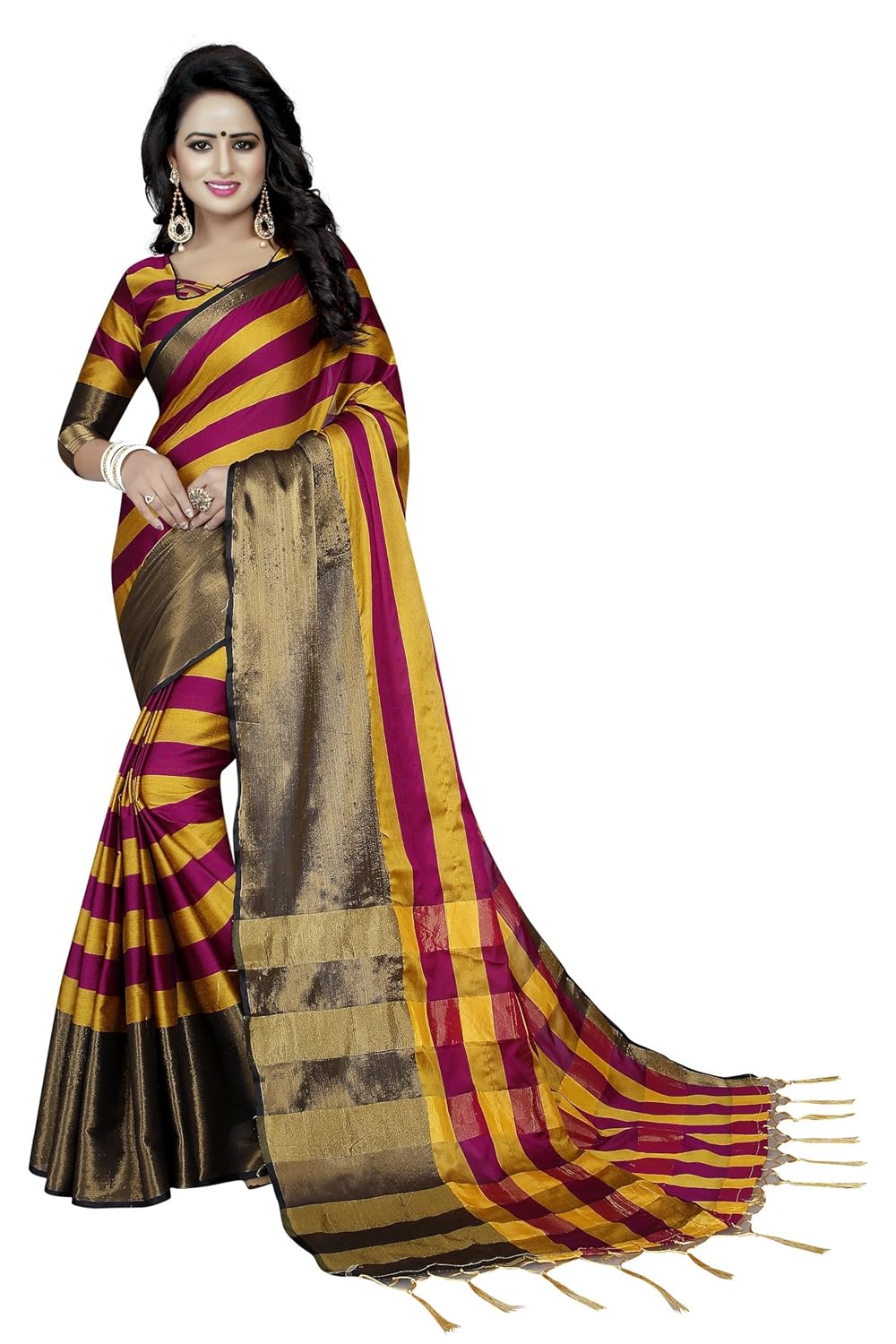 PerfectBlue Cotton Saree with Blouse Piece