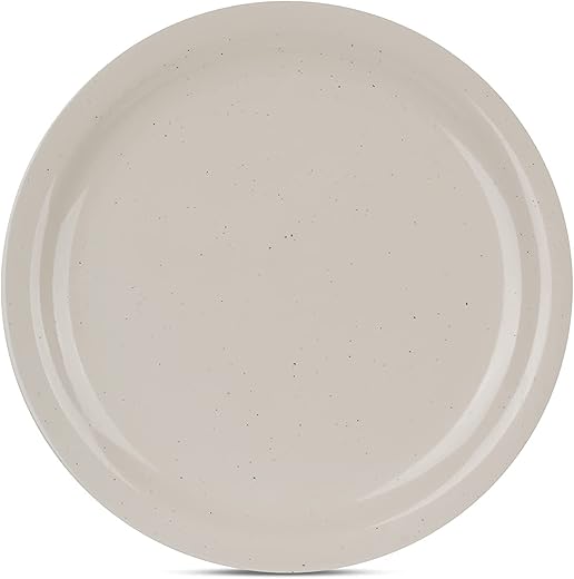 Smart Dinning Basic Melamine 6 -Piece Half Plate Set, 8 inch Round - Cream