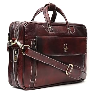 WildHorn 100 % Genuine Leather Brown 16 inch Men's Laptop Bag