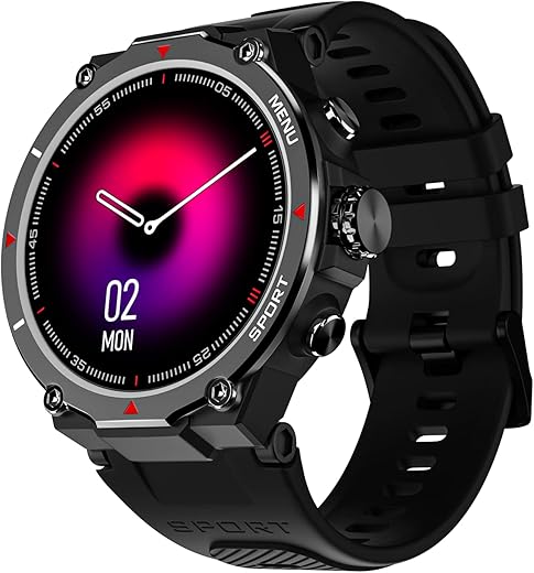 Noise Force Rugged & Sporty 1.32" Bluetooth Calling Smart Watch, 550 NITS, 7 Days Battery, AI Voice Assistance, Smart Watch for Men (Jet Black)