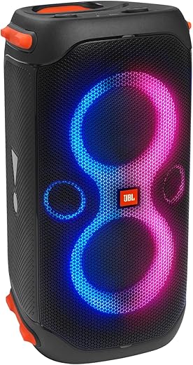 JBL Partybox 110, Wireless Bluetooth Party Speaker, 160W Monstrous Pro Sound, Dynamic Light Show, Upto 12Hrs Playtime, Built-in Powerbank, Guitar & Mic Input, PartyBox App, Splashproof (Black)